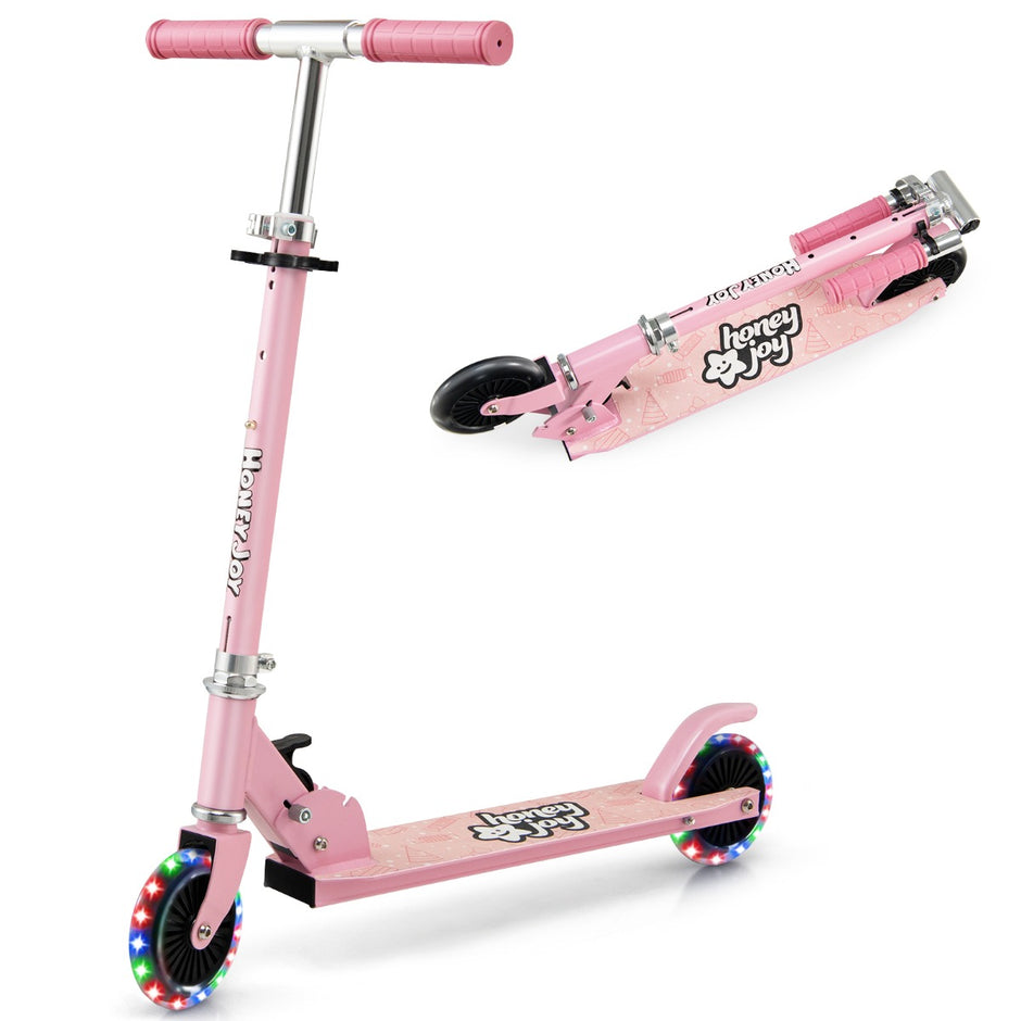 Barnsparkcykel – hjulig sparksparkcykel med blinkande Stativ och kryssningsbarnleksak – 2 – Rosa