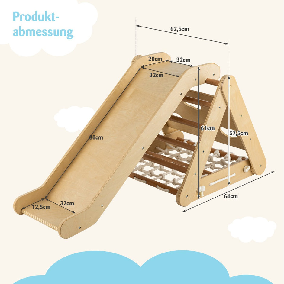 Klätterleksak – för småbarn Triangulär i klätterställning med Ramp Natural – 4 1 – Natur