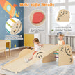 Träklättrare – set med vändbar ramp och gungbräda klätterstege smiley face patterns klätterleksak – Natur