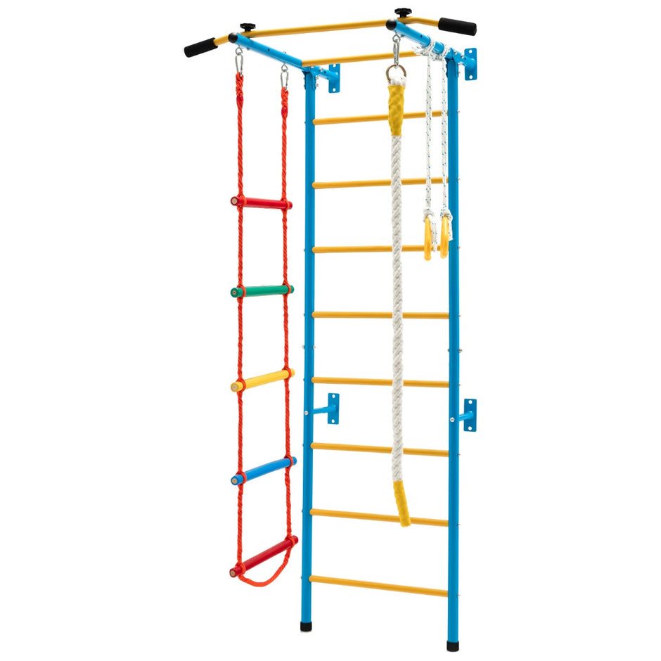 Barns – klättervägg Hemsportutrustning för upp till och – 100 kg 107 x 83 x 223 cm – Blå och gul