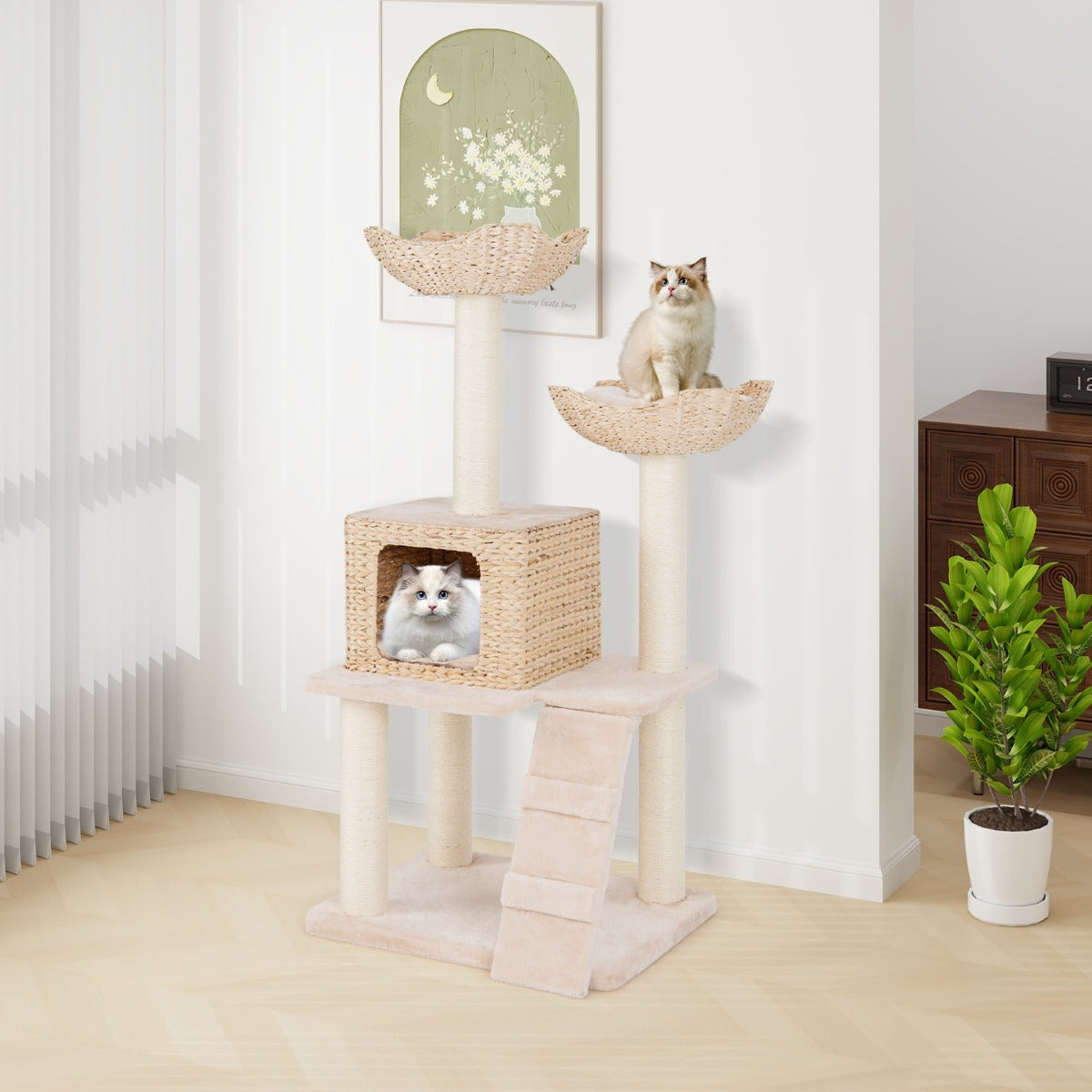 Cattail – skrapstolpe med sisalstolpar och sits katthus stege katttorn – Natur