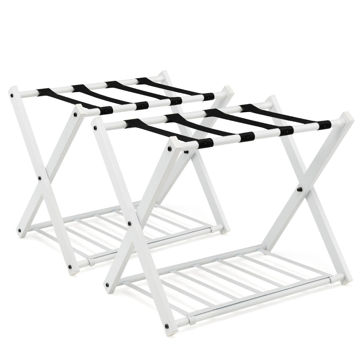 Set – med resväskställ hopfällbar bagagehylla lagers design – 2 2 – Vit