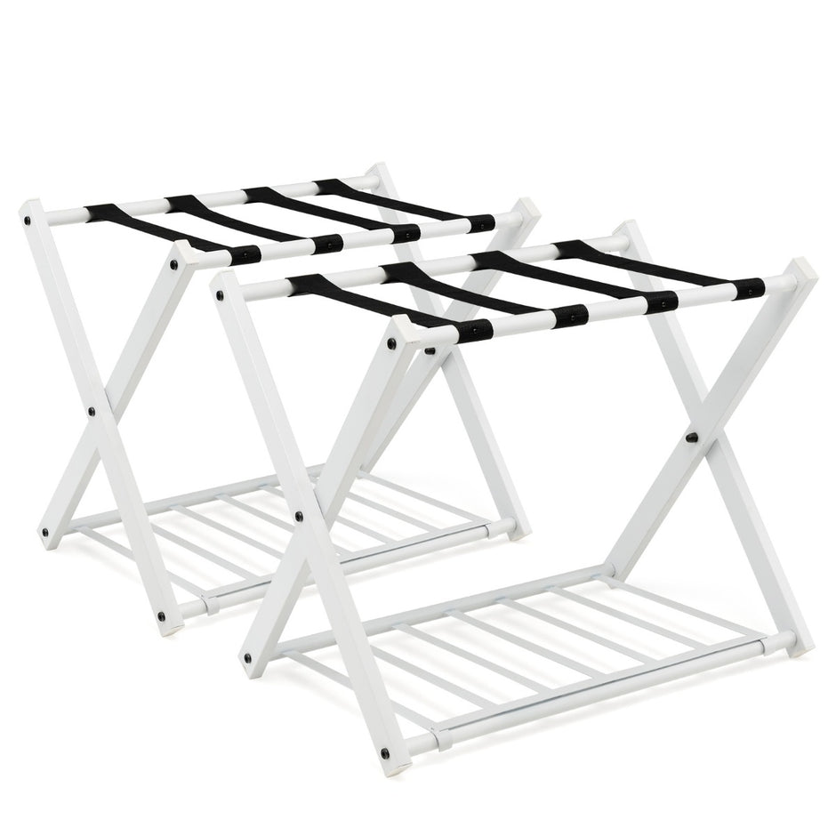 Set – med resväskställ hopfällbar bagagehylla lagers design – 2 2 – Vit