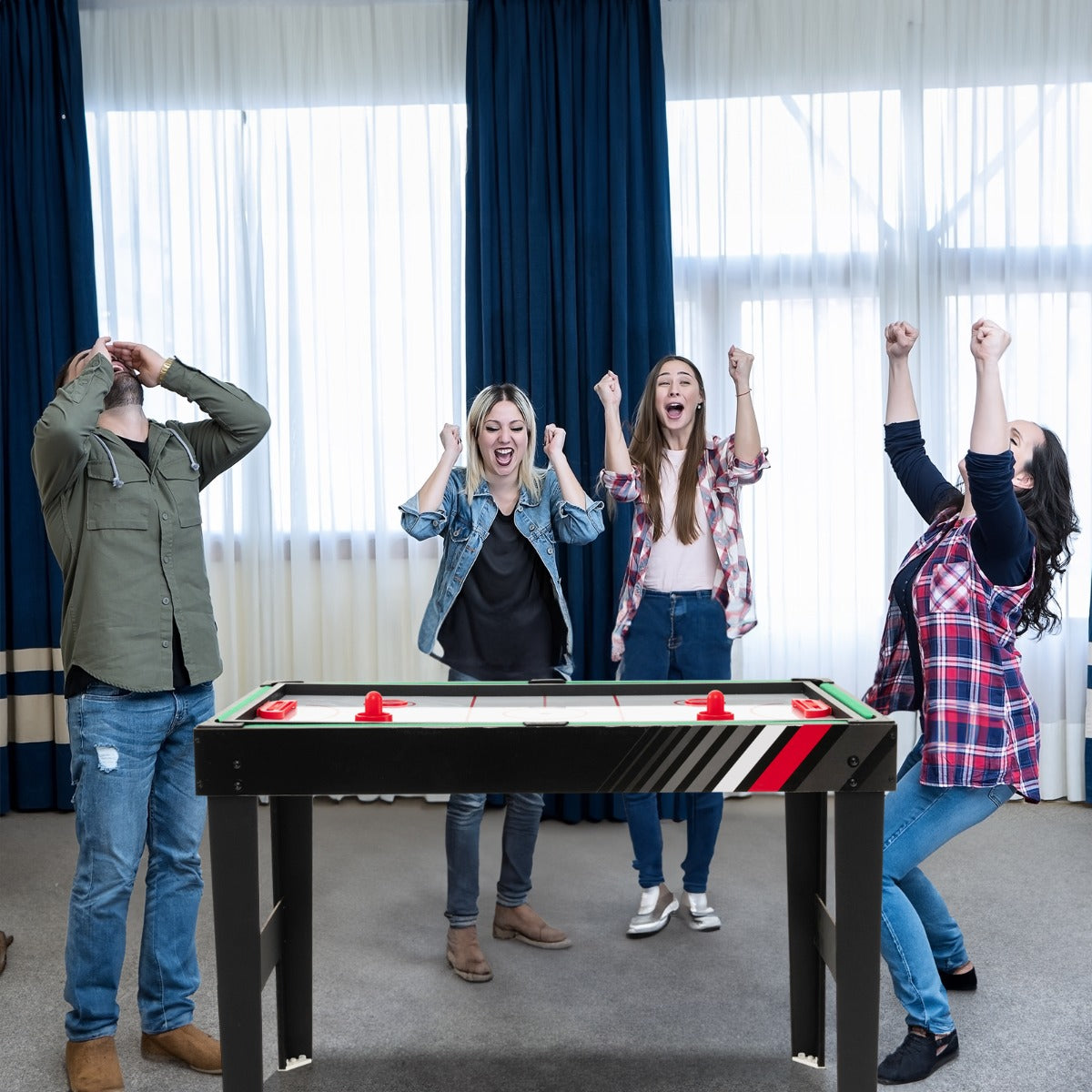 i – Multigame Bord med Fotboll och Biljard Air Hockey Arkadspelset – 4 1 – Svart