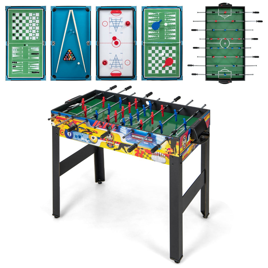 i – spelbord med bordsfotboll och airhockey biljard bordtennis schack bowling shuffleboard – 12 1 – Flerfärgad
