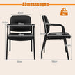 Konferensstolar – Set med vadderade besöksstolar armstöd och metallram – 2 58 x 56 x 81 cm – Svart