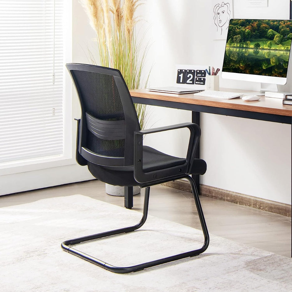 Set – med mesh kontorsstolar ryggstöd upp till lastkapacitet – 2 136 kg 60 x 54,5 x 94 cm – Svart