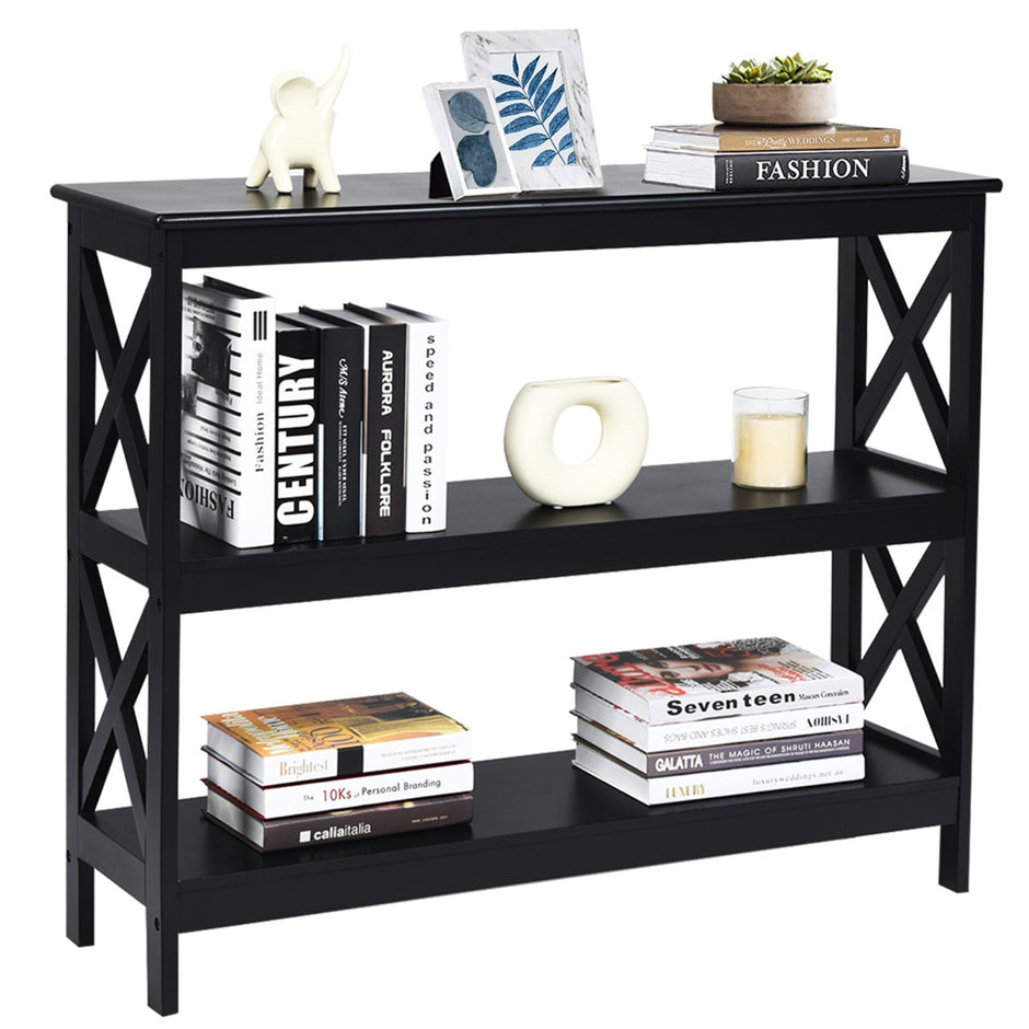 Konsolbord – Sidobord Industriell design med hylla Hallbord – 100 x 33 x 80 cm – Svart