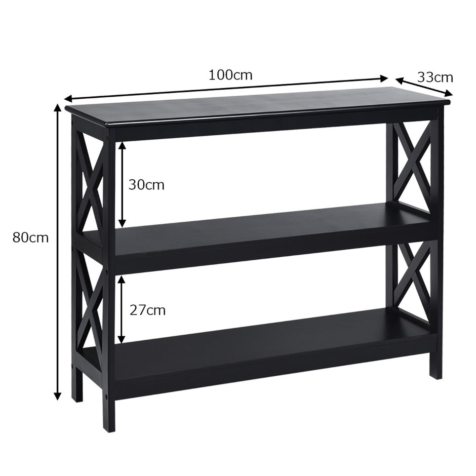 Konsolbord – Sidobord Industriell design med hylla Hallbord – 100 x 33 x 80 cm – Svart