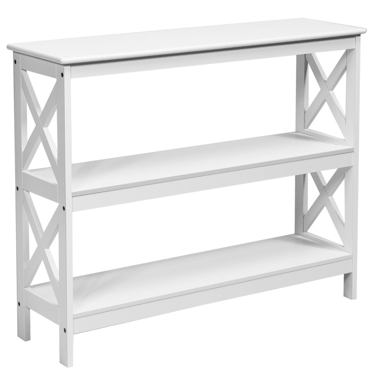Konsolbord – Sidobord Industriell design med hylla Hallbord – 100 x 33 x 80 cm – Vit
