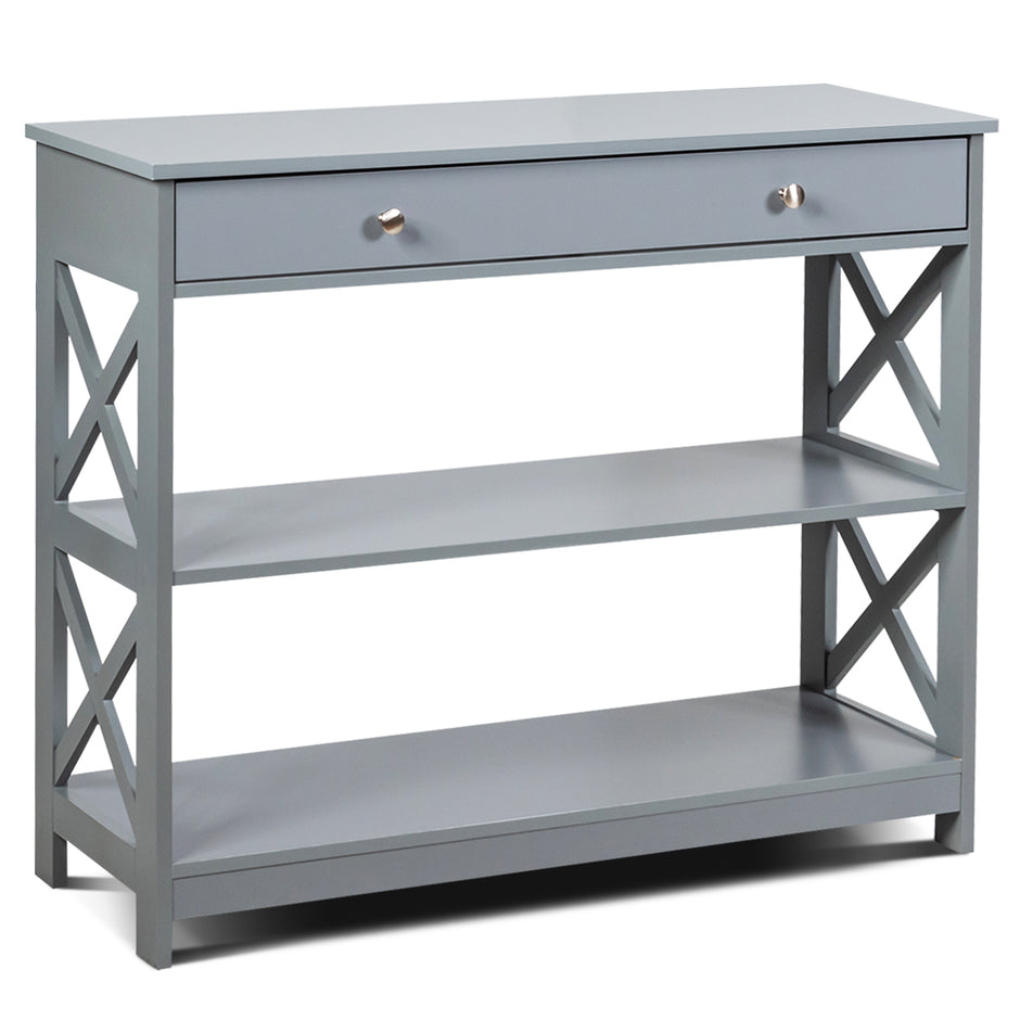 Konsolbord – våningar med låda hallbord av trä grått – 3 100 x 30 x 80 cm – Grå