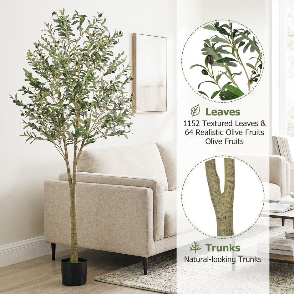 pack – konstgjorda olivträd höga med plastkruka – 2 180 cm – Grön