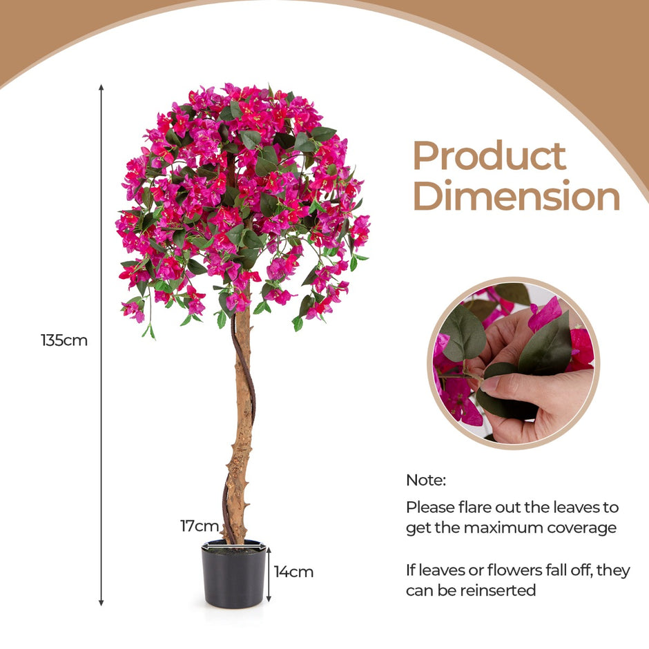 pack – konstträd med blommor konstväxt i kruka konstgjort – 2 135 cm – Grön