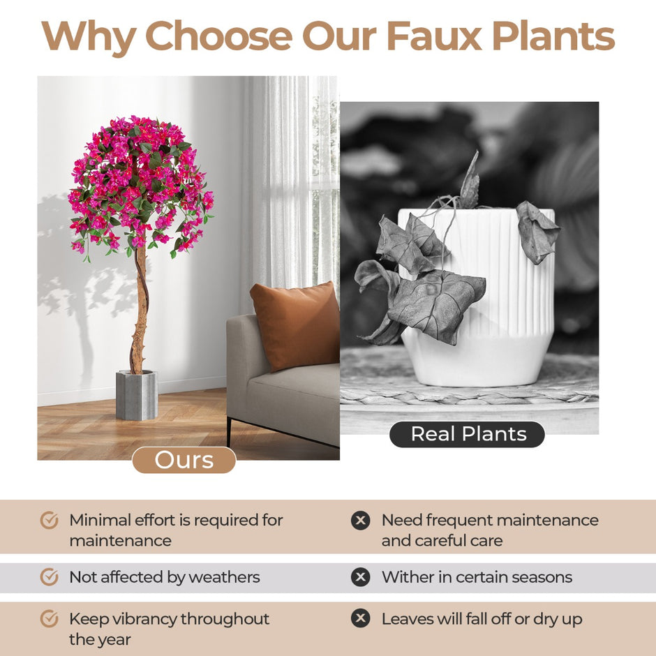 pack – konstträd med blommor konstväxt i kruka konstgjort – 2 135 cm – Grön