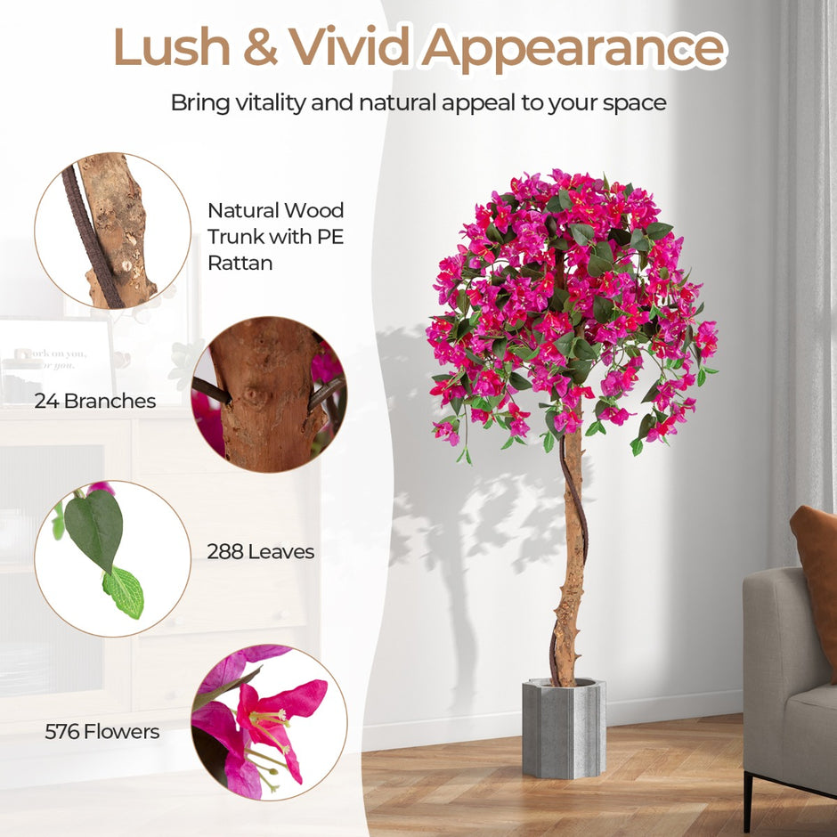 pack – konstträd med blommor konstväxt i kruka konstgjort – 2 135 cm – Grön