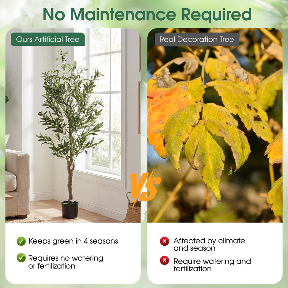 pack – konstgjorda olivträd med realistiska frukter och mossa, moderna kruktäd – 2 – Grön