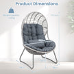Trädgårdsstol – i PE rotting loungestol med avtagbara sitt och ryggdynor korgstol metallram – Grå