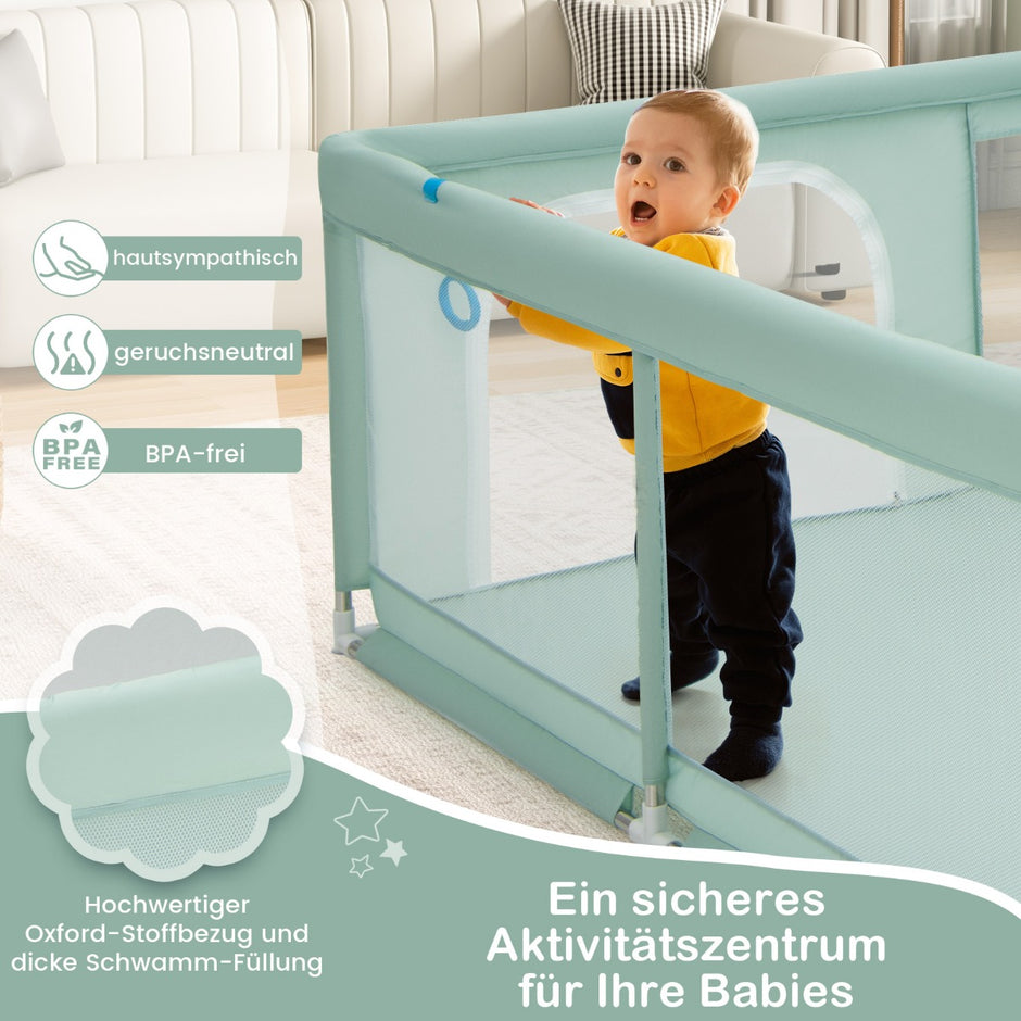 Babylekhage – med havskulor och handtag dörrlekhage Crawling Gate – 50 4 200 x 180 cm – Grön
