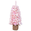Mini – konstgjord julgran med snö och cementbas – 90 cm – Rosa