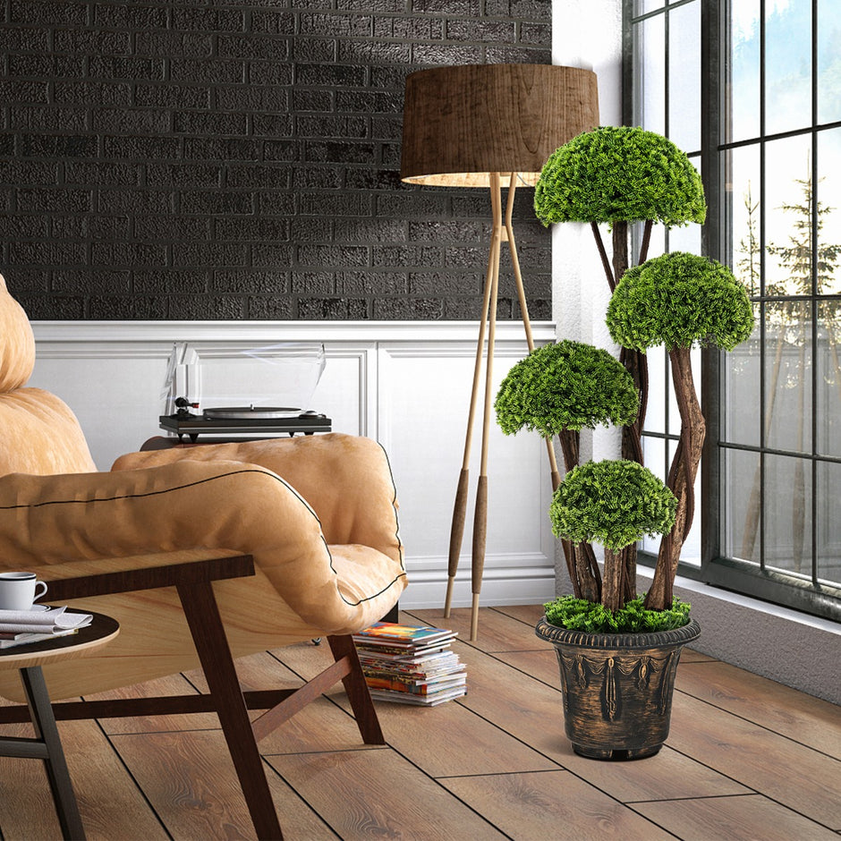 Artificiellt – topiary träd Tillverkat av cederträ Dekorativt konstgjort – 90 cm – Grön