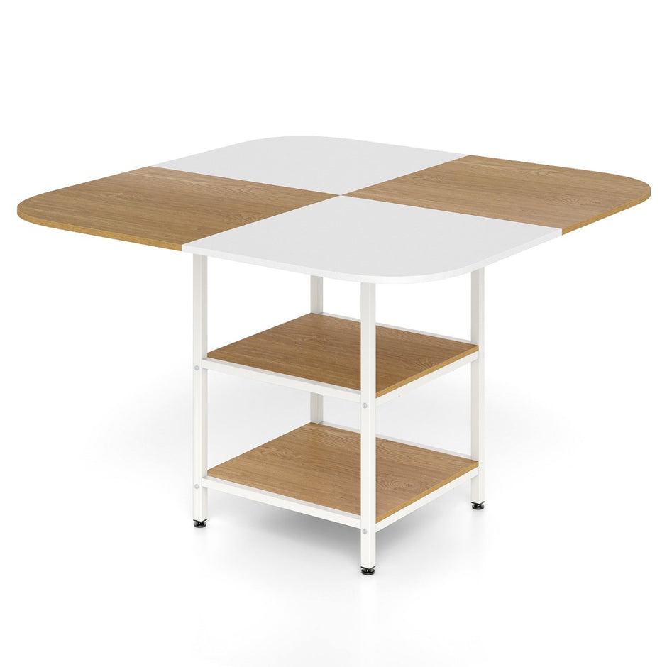 Esstisch – Küchentisch mit Ablagen quadratischer Esszimmertisch für Personen – 2 4 120 x 120 x 77 cm – Kaffe