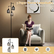 Stående – lampa med st E27 socklar och fotbrytare, modern burskärm – 173 cm 3 – Svart