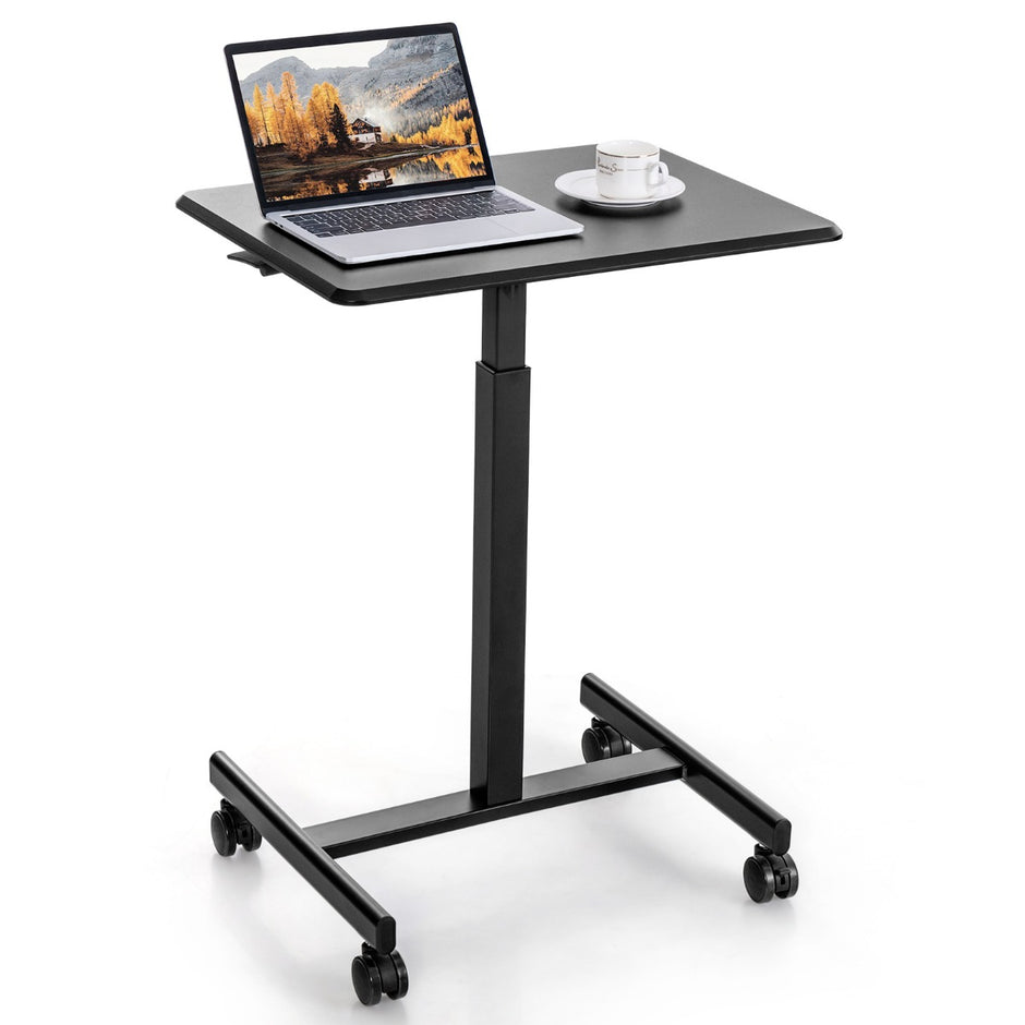 Höjdjusterbart – laptopbord med hjul, datorbordsvagn, skötselbord, lastkapacitet upp till – 4 80 kg – Svart