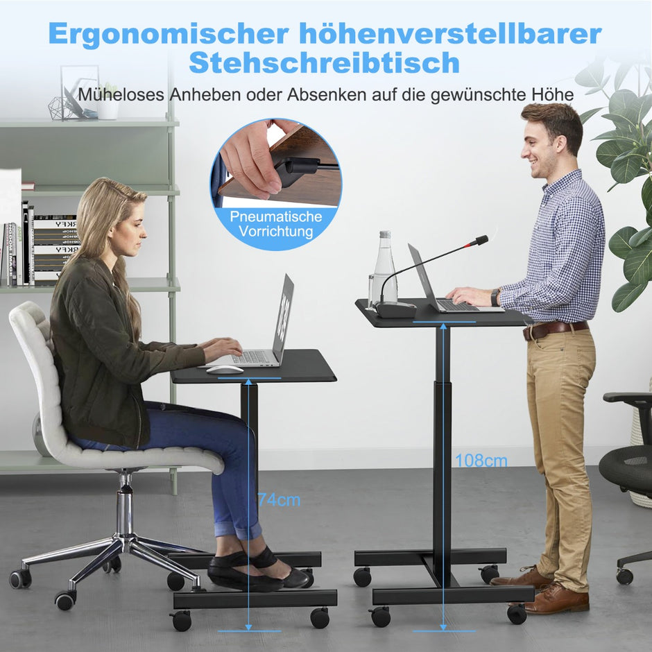 Höjdjusterbart – laptopbord med hjul, datorbordsvagn, skötselbord, lastkapacitet upp till – 4 80 kg – Svart