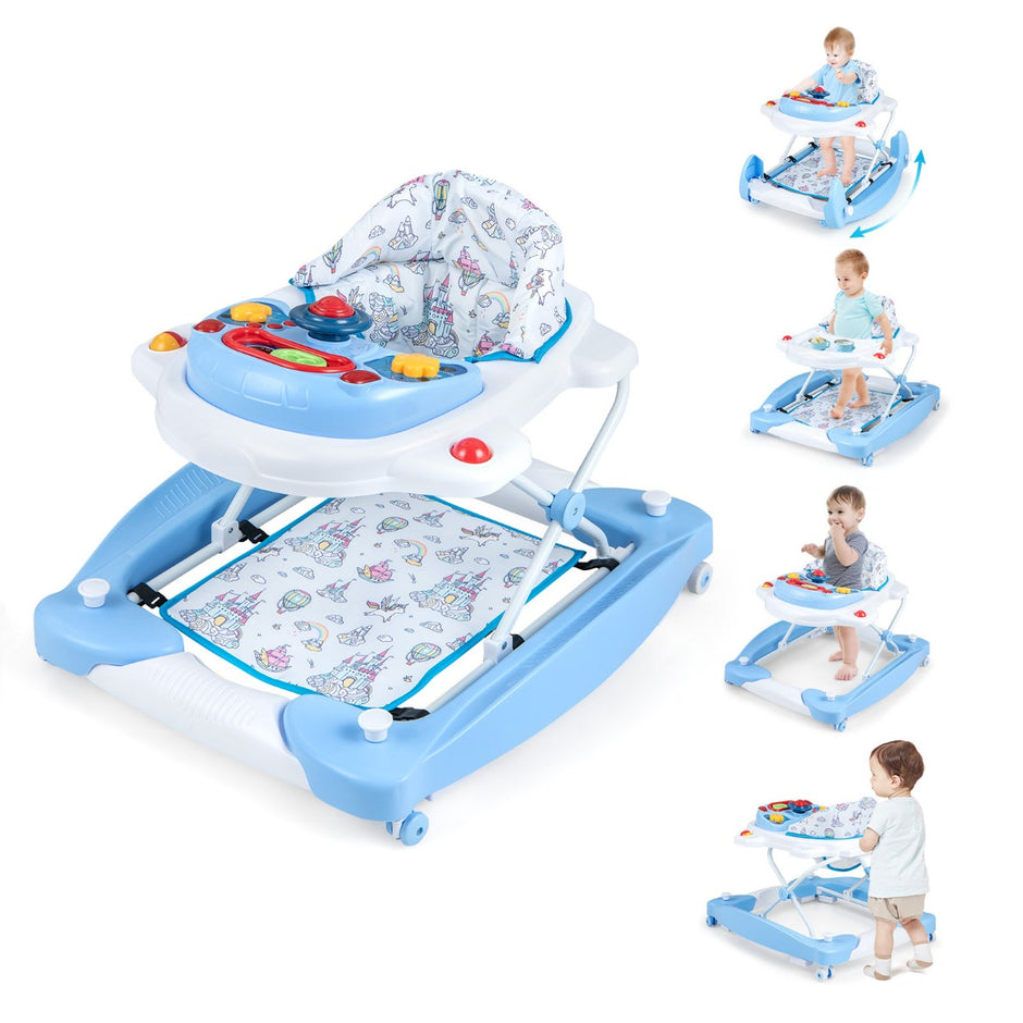 i – Baby Walker med avtagbar lekbräda och trampdyna – 6 1 – Blå