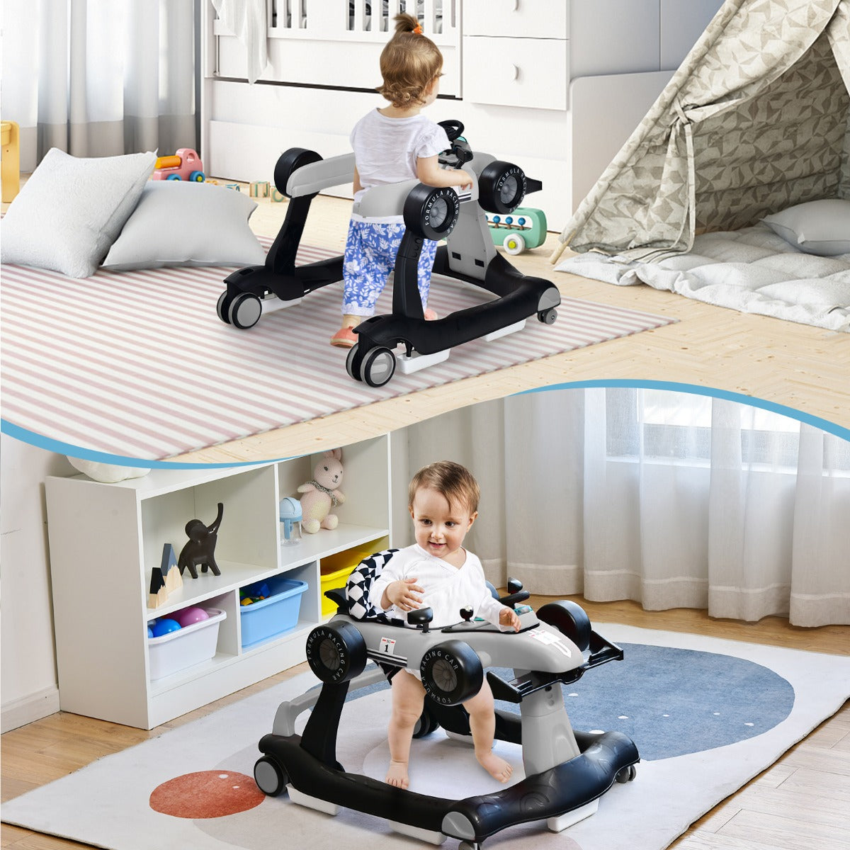 i – Baby Walker hopfällbar – 4 1 – Grå