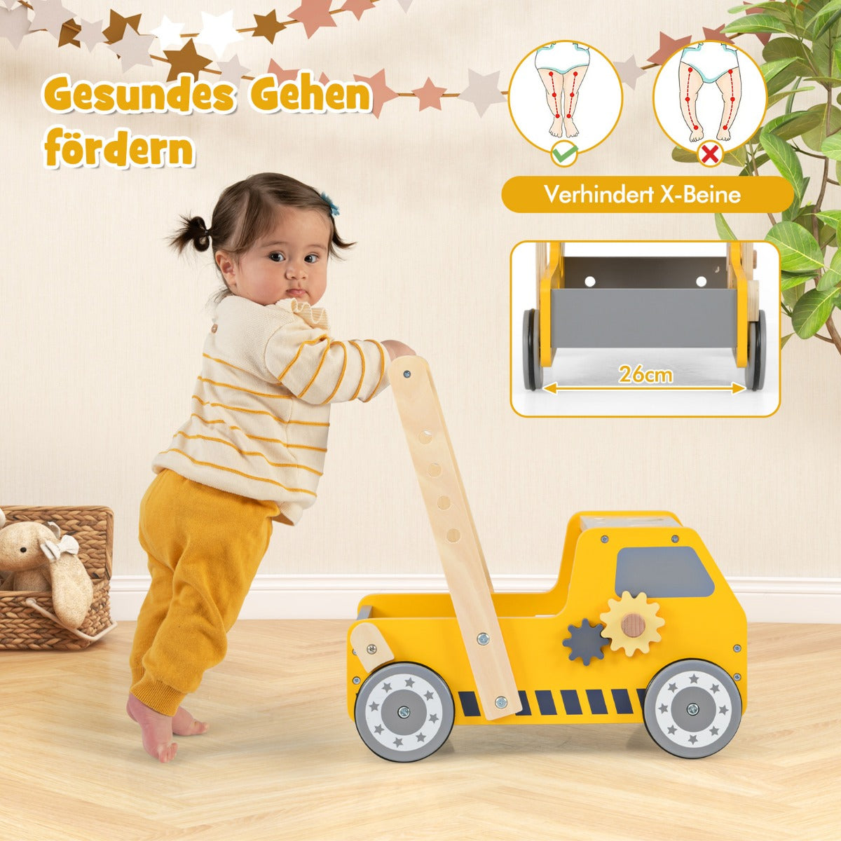 i – Baby Walker Trä med Multi Activity Center – 2 1 – Gul
