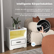 Set – med sängbord LED ljus, USB port och typ C laddstation, nattduksbord rörelsesensor – 2 – Vit