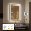 Rektangulär – badrumsspegel med LED belysning och imma säker minnesfunktion, väggspegel cm. – 70 x 50 – Silver
