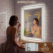 Rektangulär – badrumsspegel med LED belysning och imma säker minnesfunktion, väggspegel cm. – 70 x 50 – Silver