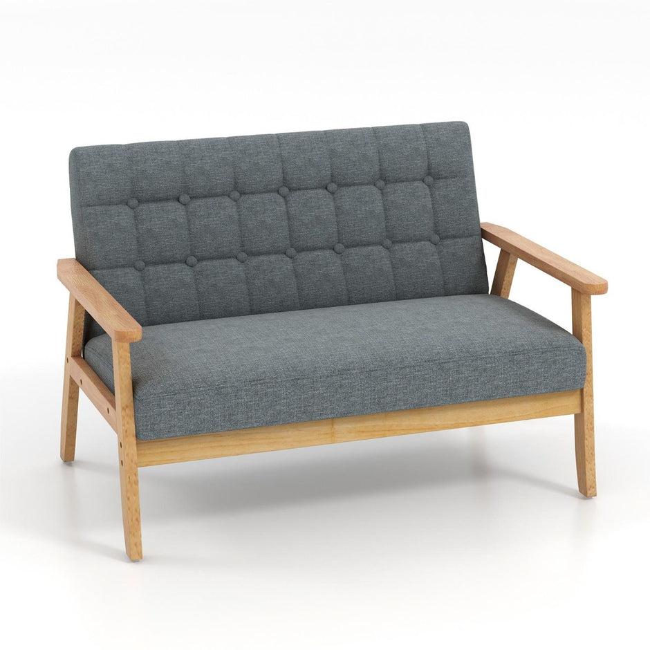 sits – stoppad soffa med ram av gummi och klassisk knappdesign – 2 114 x 72 x 77 cm – Grå