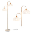 Golvlampa – med lampor och fotkontakt 350° roterande trädlampa vävda lampskärmar – 2 – Vit