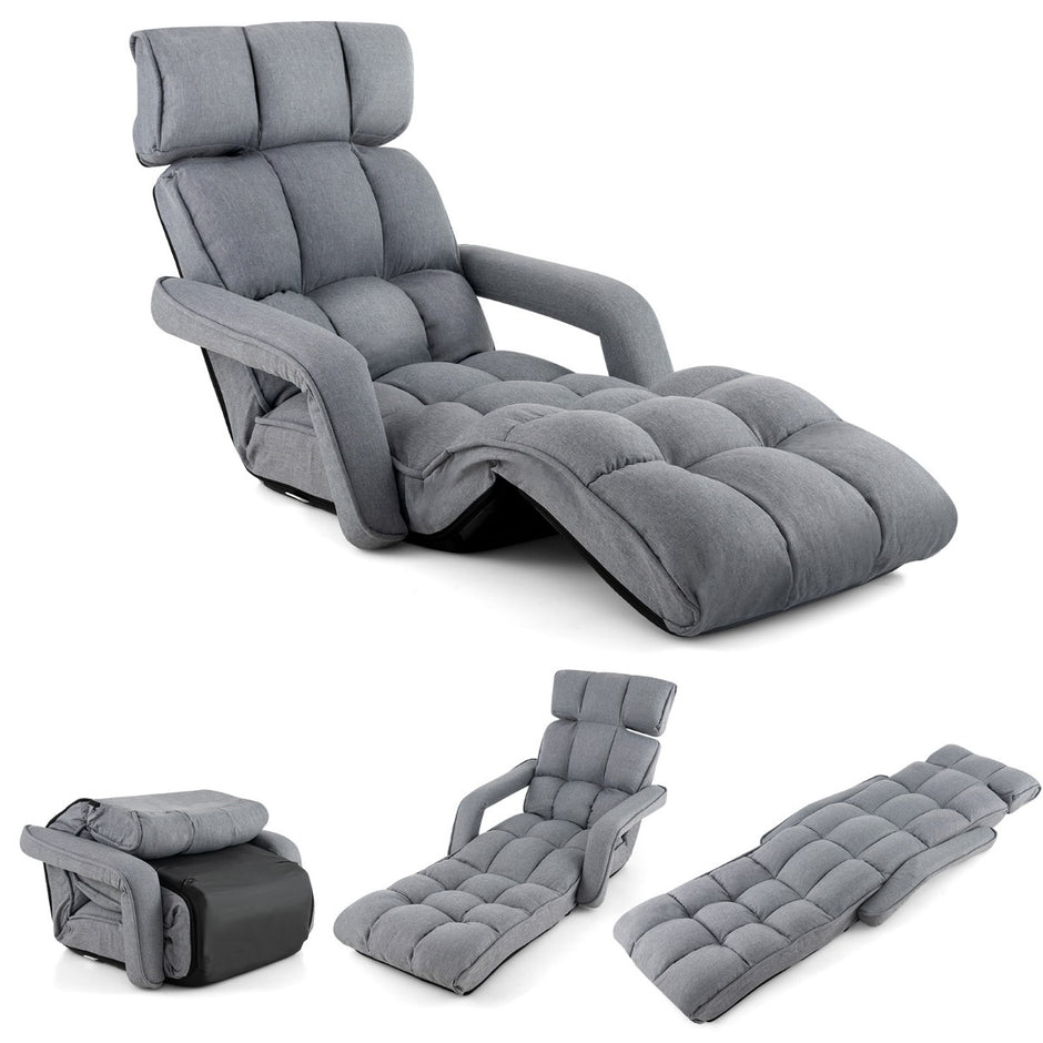 Solstol – Fällbar bäddsoffa med justerbara positioner – 6 72 x 61 x 46,5 cm – Grå