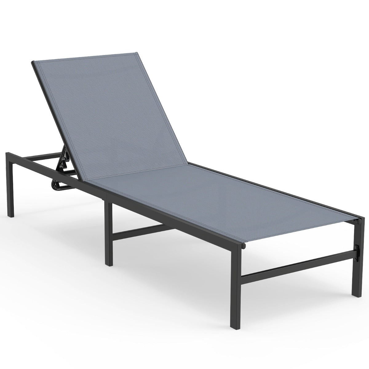 Solstol – för utomhus Justerbar liggstol – 64 x 198 x 67-103 cm – Grå