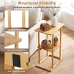 pack – bambus sidobord med förvaringshyllor, rektangulärt sofabord, soffbord – 2 – Natur