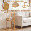 pack – bambus sidobord med förvaringshyllor, rektangulärt sofabord, soffbord – 2 – Natur