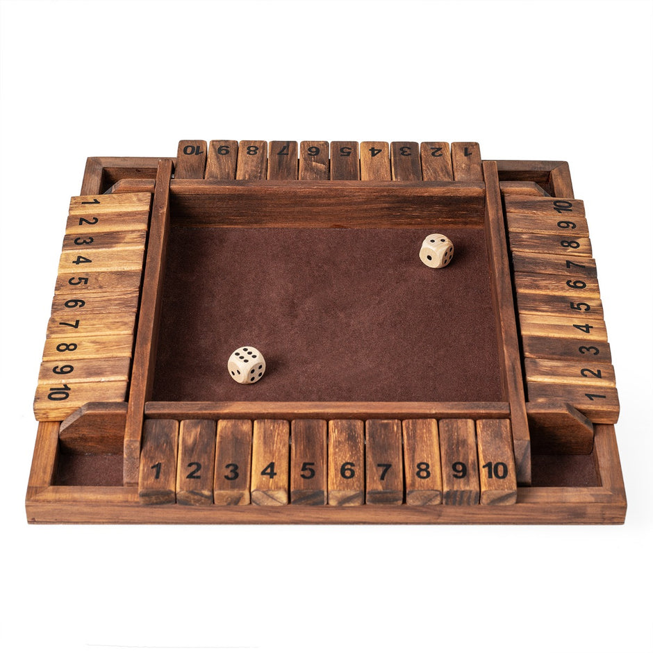 Shut – The Box spel för med tärningar och robust – 2-4 2 – Brun