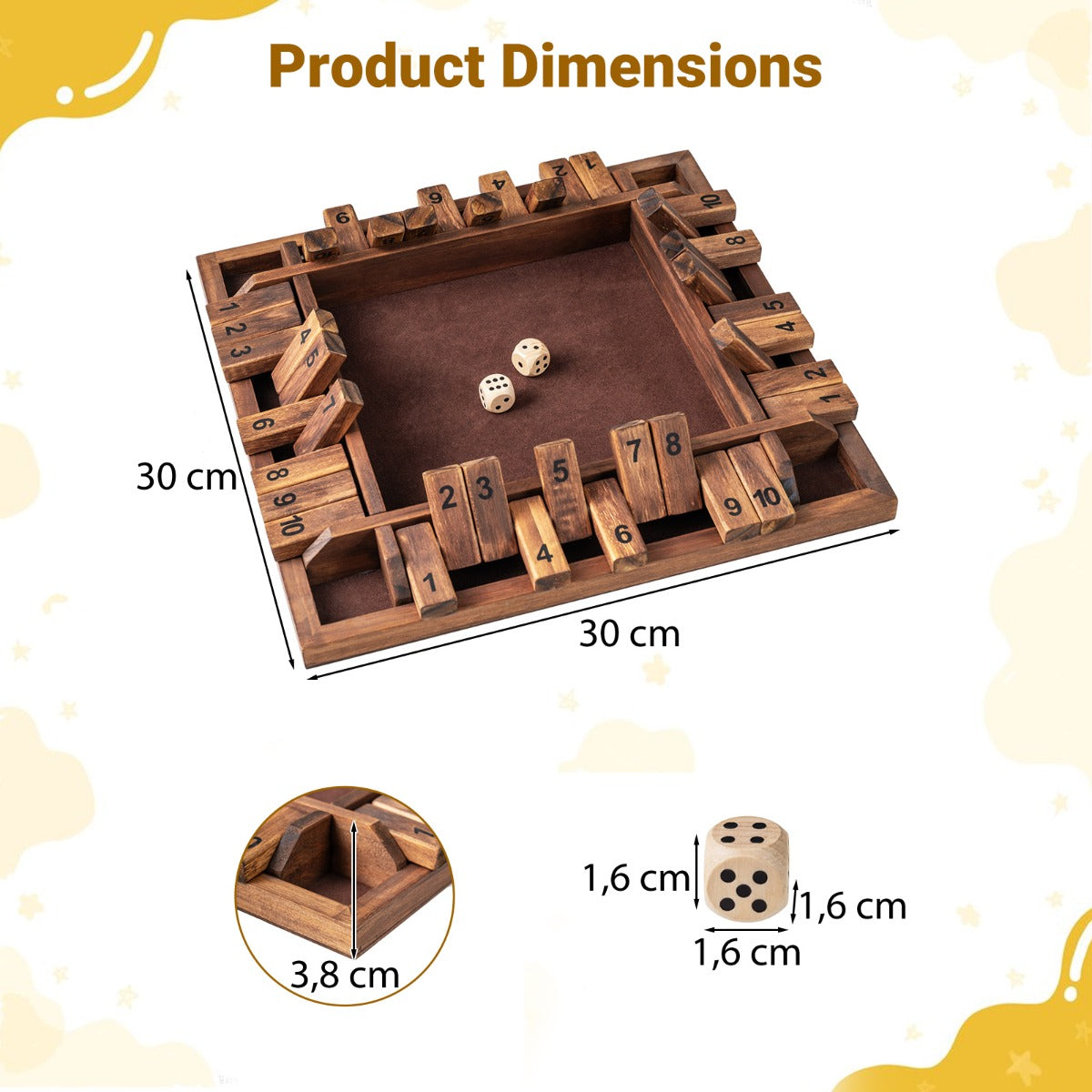 Shut – The Box spel för med tärningar och robust – 2-4 2 – Brun