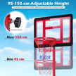 Barnbasketkorg – höjjusterbart basketställ med fyllbar sockel, rött. – 95-155 cm – Röd