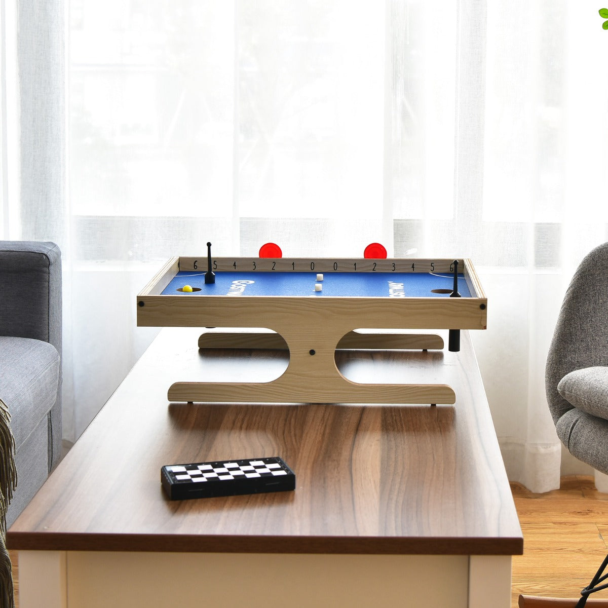 Magnetiskt – minifotbollsbord med bollar och magnetiska handtag för spelare +Blå – 2 2 2 – Natur