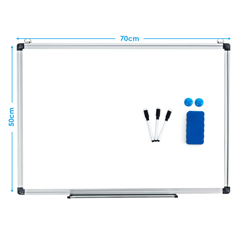 Whiteboard – Magnettavla Skrivtavla Väggtavla Memoboard med aluminiumram (70 x cm) – 50 – Vit