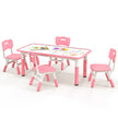Barnbord – med stolar set graffiti bordsskiva Höjdjusterbar barnsittgrupp – 4 – Rosa