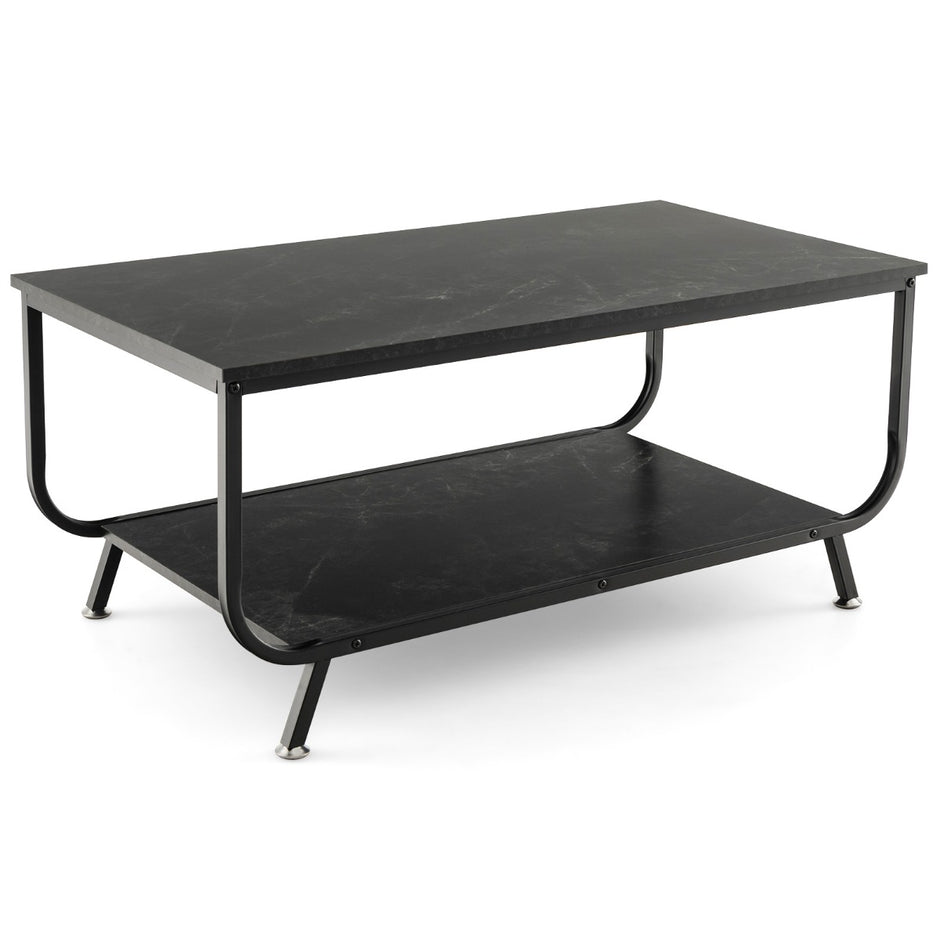 Marmor – soffbord rektangulärt med nivåer – 2 105 x 55 x 46,5 cm – Svart