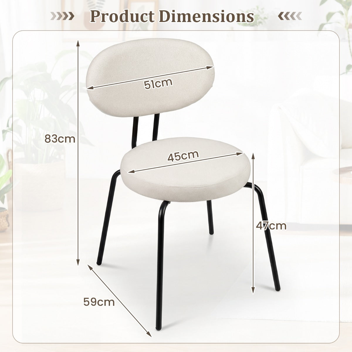 er – Set matsalsstolar med vadderad sits och ryggstöd, kökskarmstolar – 2 – Beige