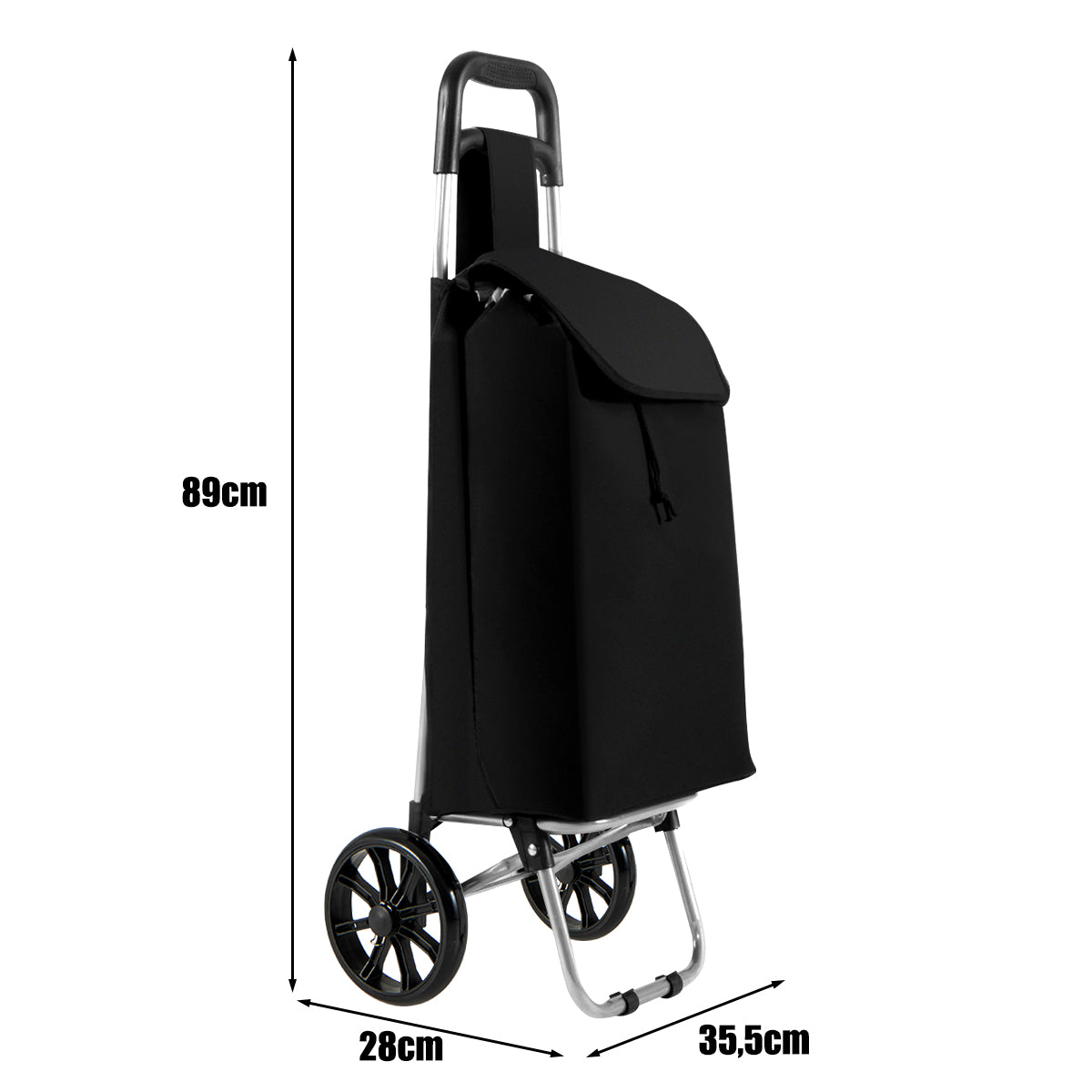 Shoppingvagn – Shoppingväska Shoppingskoter Hopfällbar kundvagn Liter – 35 – Svart