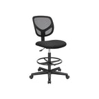 Office Stuhl - mit verstellbarem Fußring - Atmungsaktives Netzwerk - Schwarz